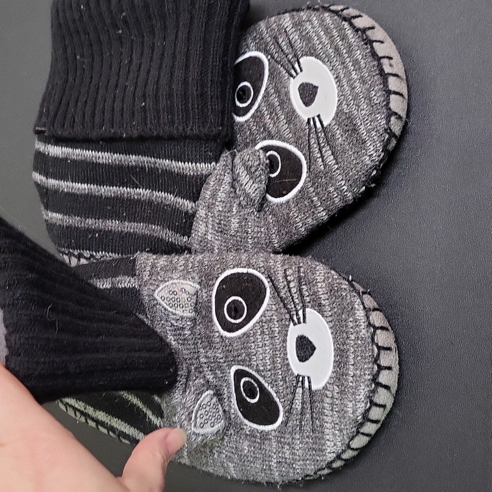 Sweet Dreams Gray and Black Raccoon Slippers